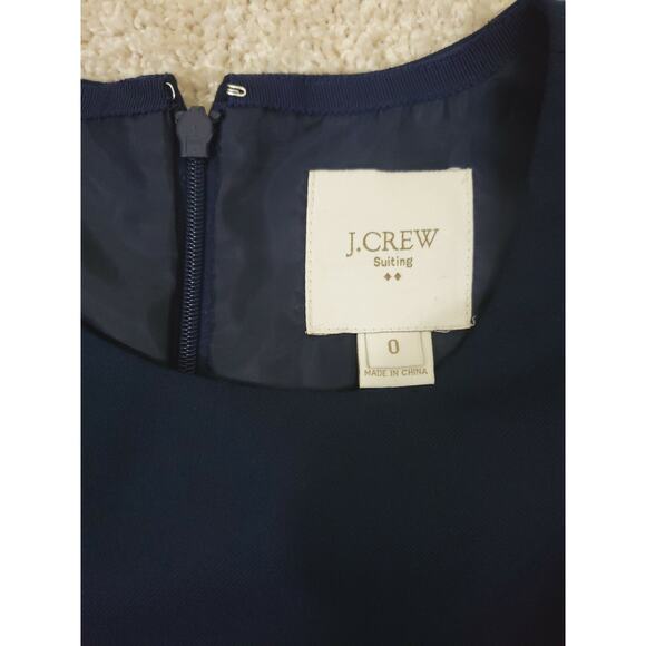 J. Crew Suiting ~Woman Size 0~ Navy Blue Fit Flare Wool Blend Sleeveless Dress. - Picture 2 of 12